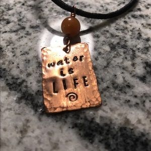 Water is life handcrafted copper necklace